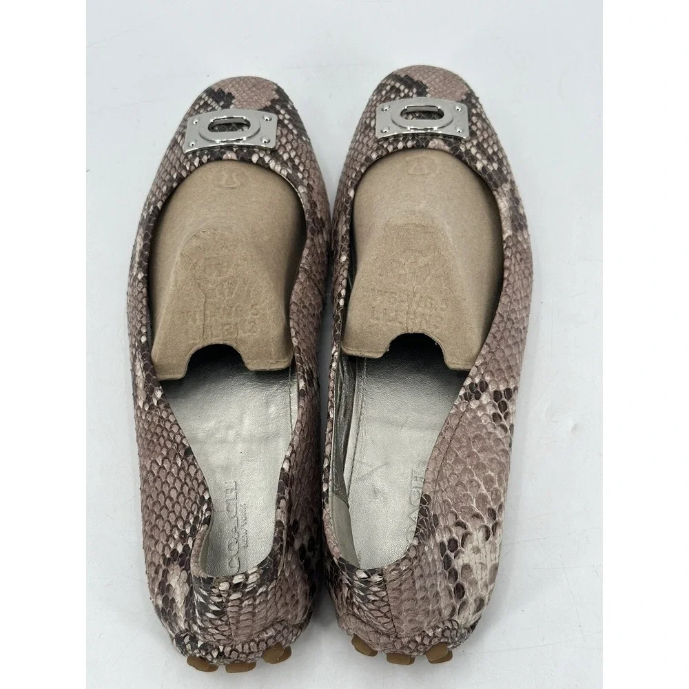 Coach Snake Print Leather Vernon‎ Ballet Flats Women's Size 9.5B Multicolor